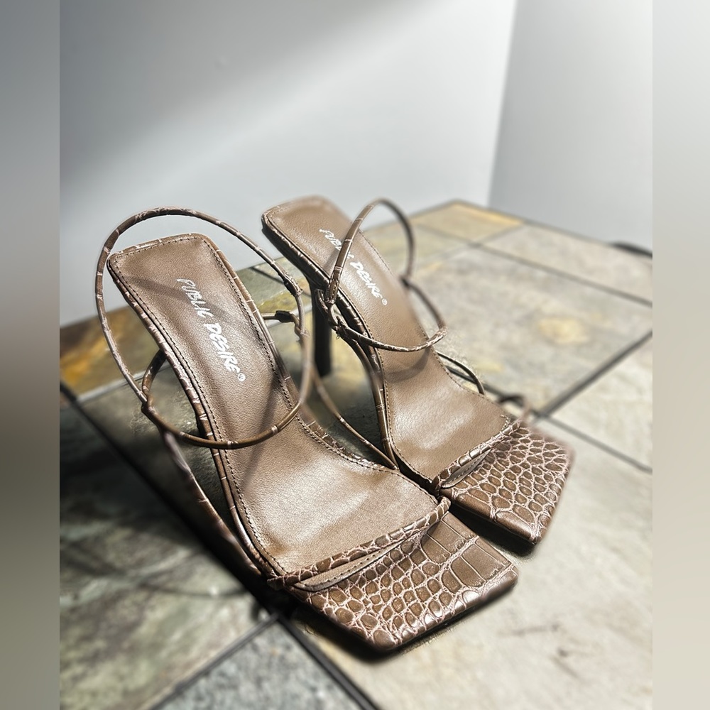 Brown Open Toe Heels